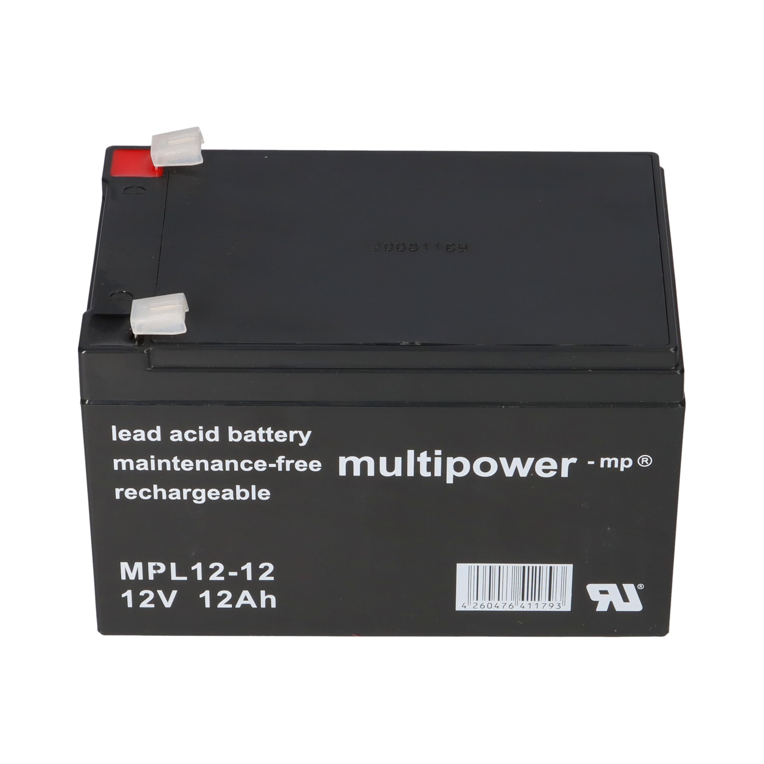 Juego de baterías de plomo AGM de 12 V y 12 Ah con cargador 1 A, Faston de 6,3 mm, batería Multipower MPL12-12 + cargador DL12-1.0, sin mantenimiento, Eurobat 10 años, 151 x 98 x 98 mm