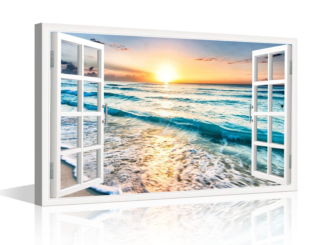 TISHIRON Wall Decorations Sunflower 3D Window View for Living Room Painting Pictures Print On Canvas Wall Art Wooden Frame Ready to Hang (36X24in) — view 44