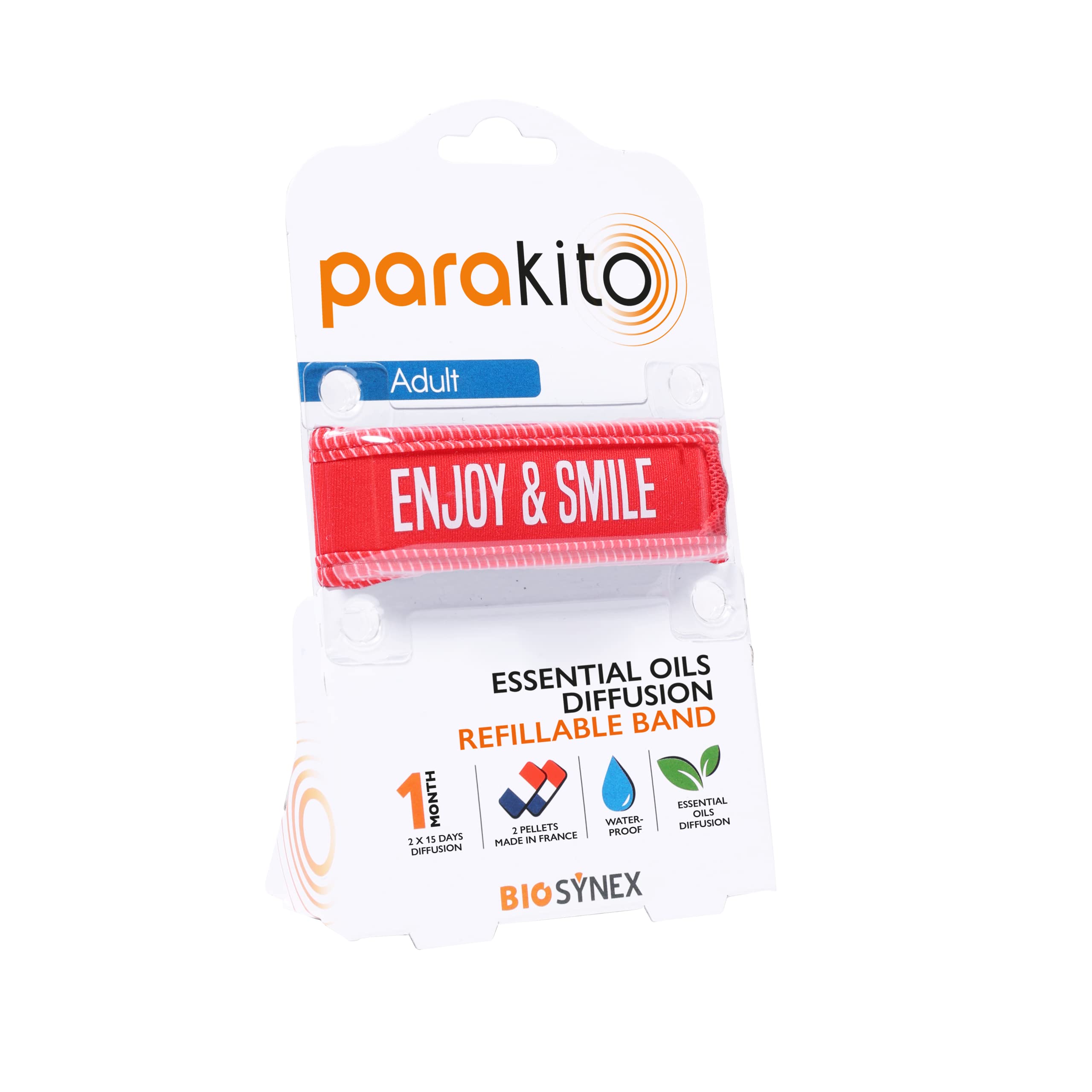 PARAKITO - Refillable Mosquito Bracelet - 2 Refills Included - 1 Month Use - DEET Free - Enjoy and Smile - Adult Size
