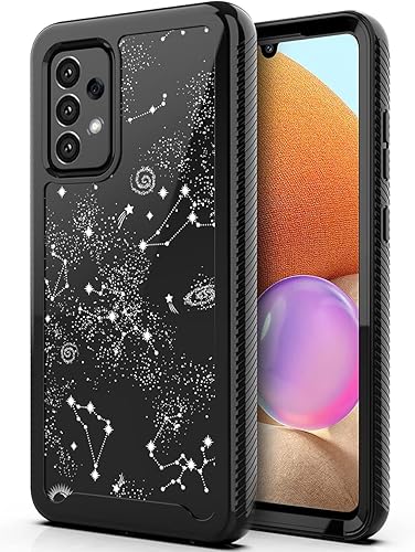 Miniatura 1 de PBRO Funda para Samsung Galaxy A32 5G, lindo universo funda de doble capa de silicona suave y cubierta trasera dura resistente PC+TPU funda