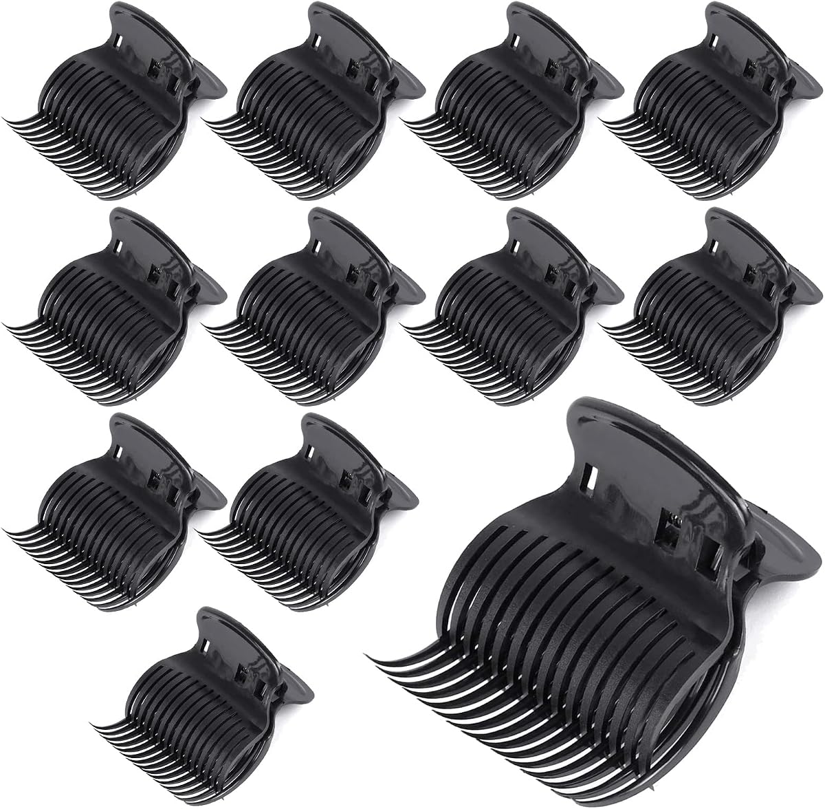 Tbestmax 12 Pack Hot Roller Clips for Hair Curler Claw Clip Replacement Hair Section Styling for Women Girls - Black