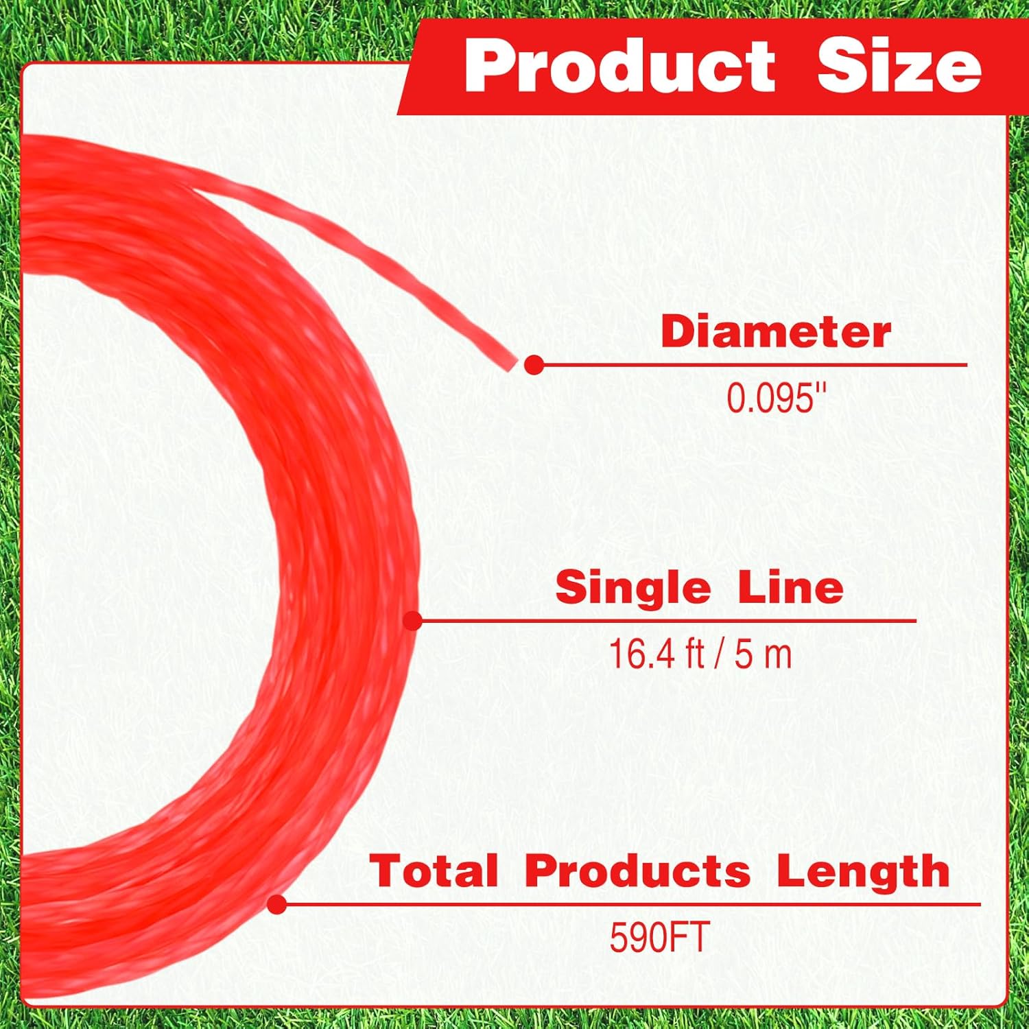 WILLBOND 36 Pack Al2420pd 0.095'' Replacement Twisted Trimmer Lines Orange Nylon 590ft Pre Cut Heavy Duty Trimmer String Compatible with Ego 15 Inch String Trimmers
