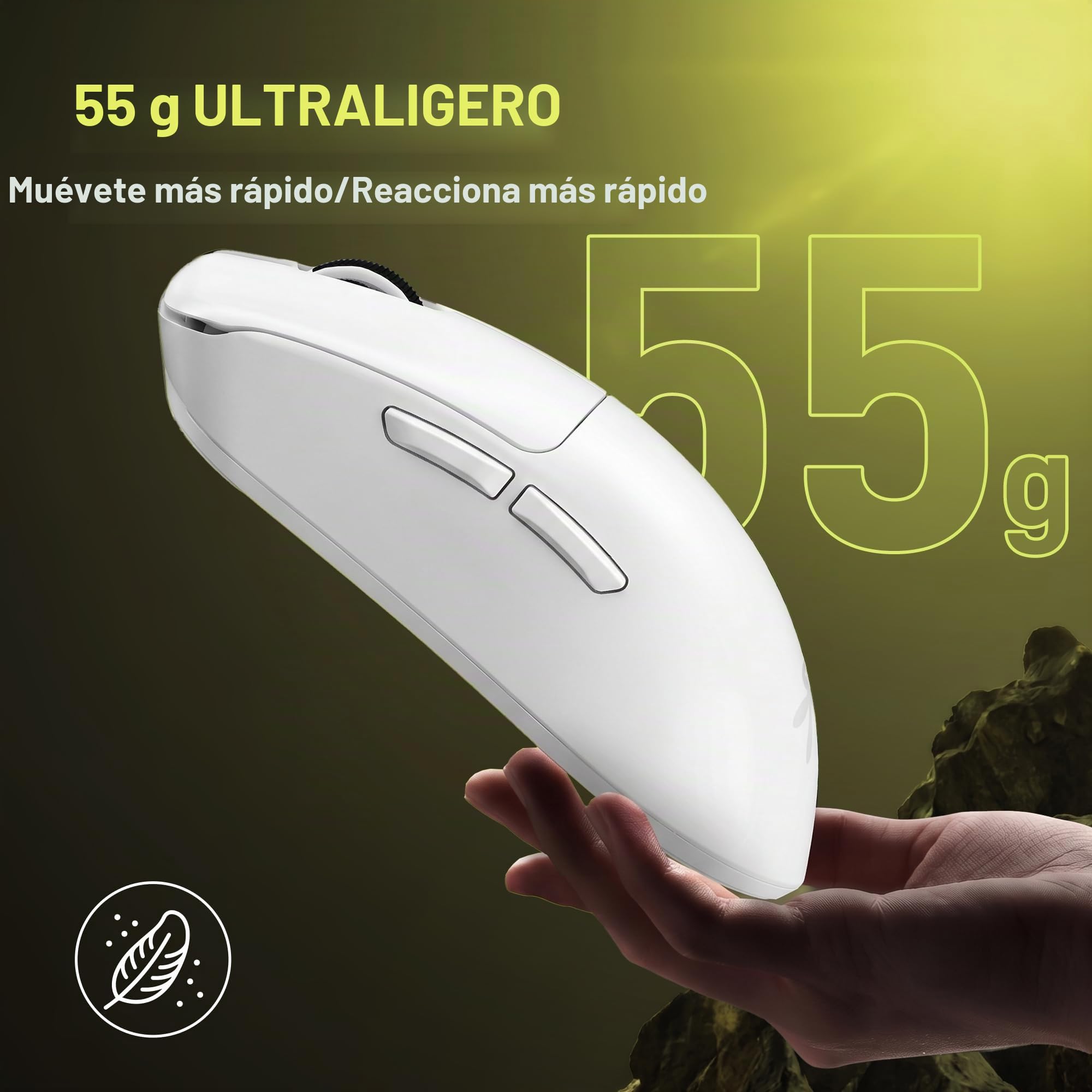 VGN Dragonfly F1 MOBA - Ratón inalámbrico para juegos, 55 g, ultraligero, sensor óptico PAW3395 26K DPI, sensación de clic táctil optimizada, agarre antideslizante con revestimiento plateado