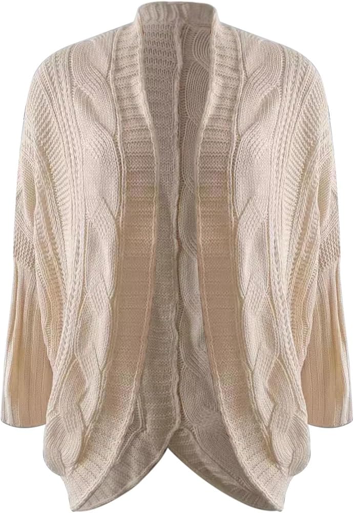 Disi Women's Long Sleeve Chunky Knit Cardigan - Waffle Open Front Sweater (Grey, Medium) - View #6