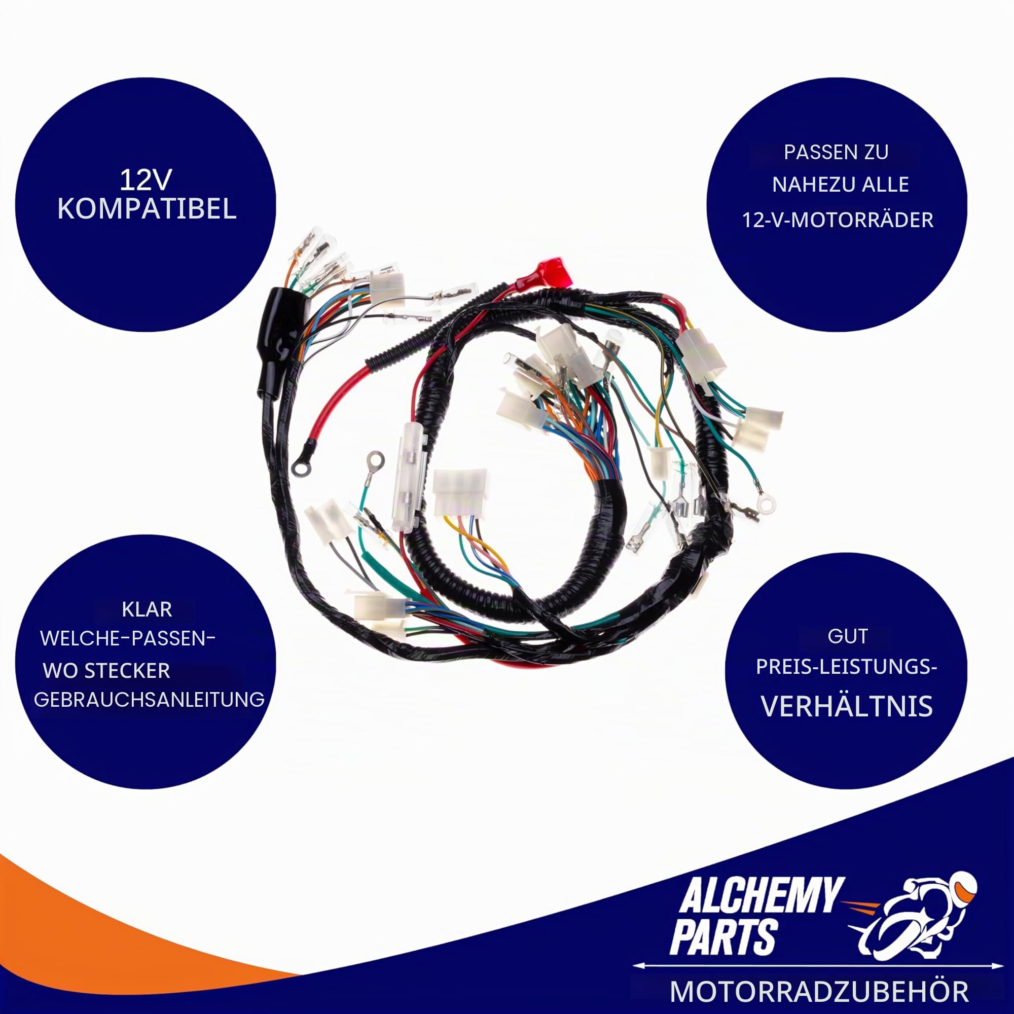 Universelles Kabelbaum-Kit für Motorrad, Roller, Quad, ATV