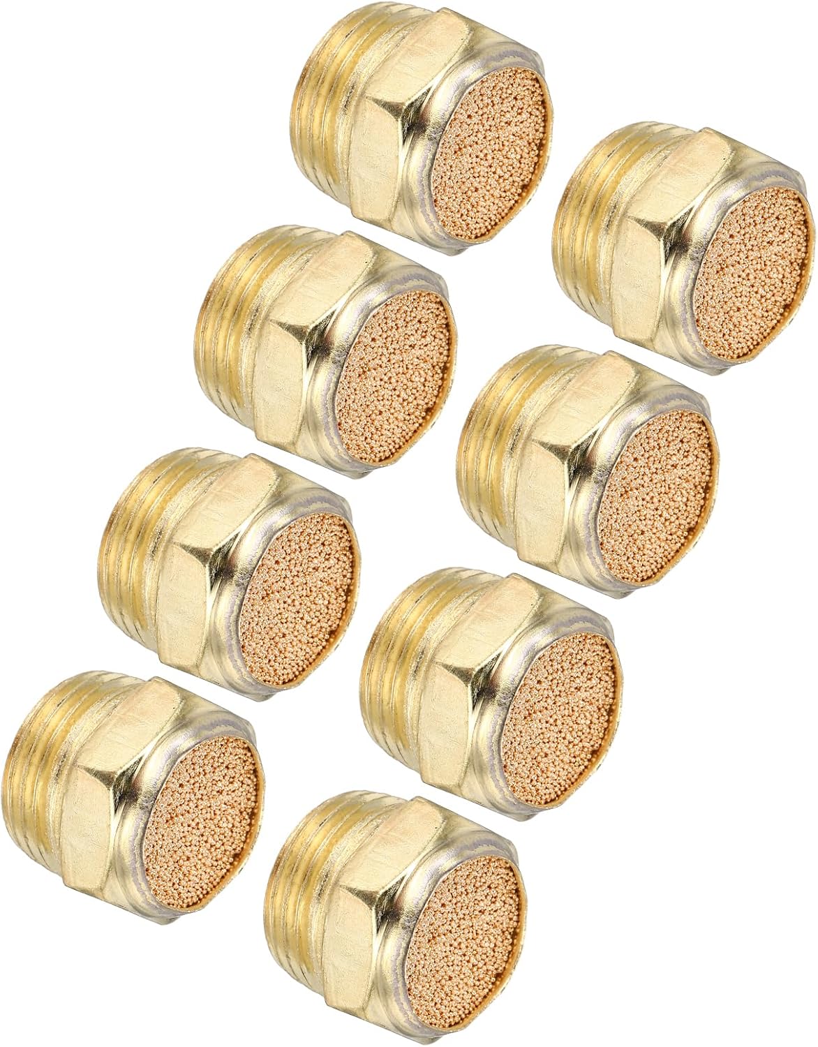 MECCANIXITY 8PCS Pneumatic Exhaust Muffler, 1/2" NPT Male Sintered Bronze Muffler Air Line Fittings for Pneumatic Tools and Industrial Machinery