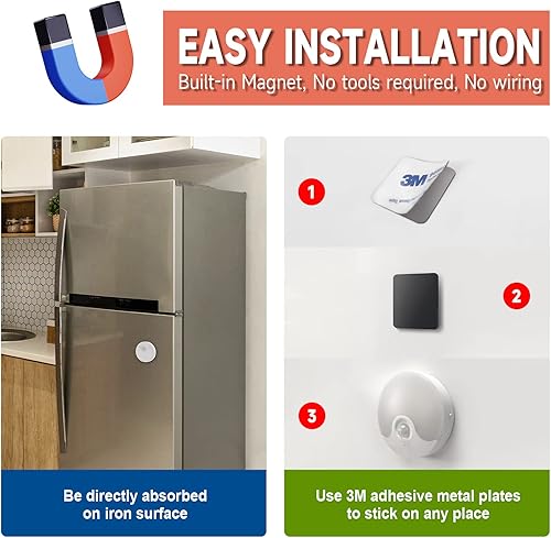 Miniatura 6 de Luz nocturna LED con sensor de movimiento, luz LED recargable con sensor de atardecer a amanecer, brillo ajustable para dormitorio, armario, pared,