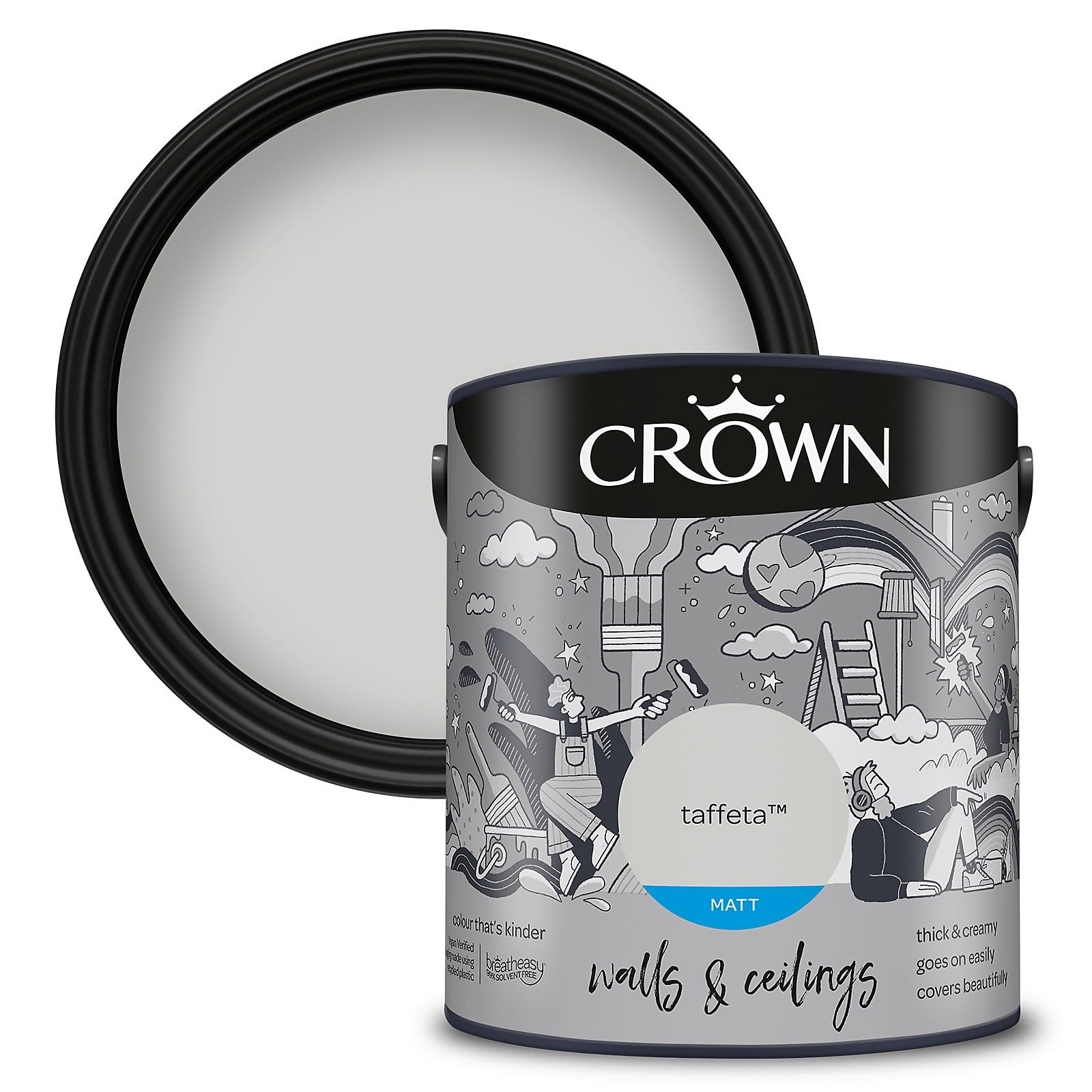 Crown Taffeta 2.5L Breatheasy Matt Emulsion Paint For Walls & Ceilings