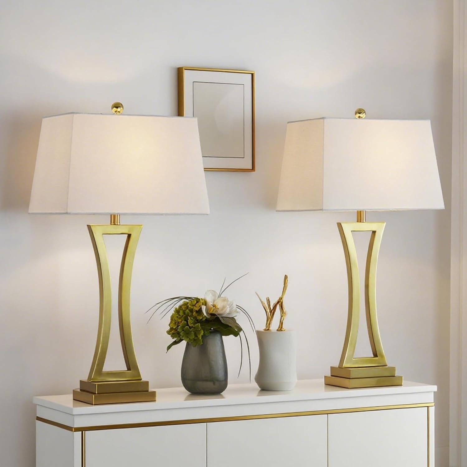 Set of Black Bedside Table Lamps with White Drum Kuwait Ubuy