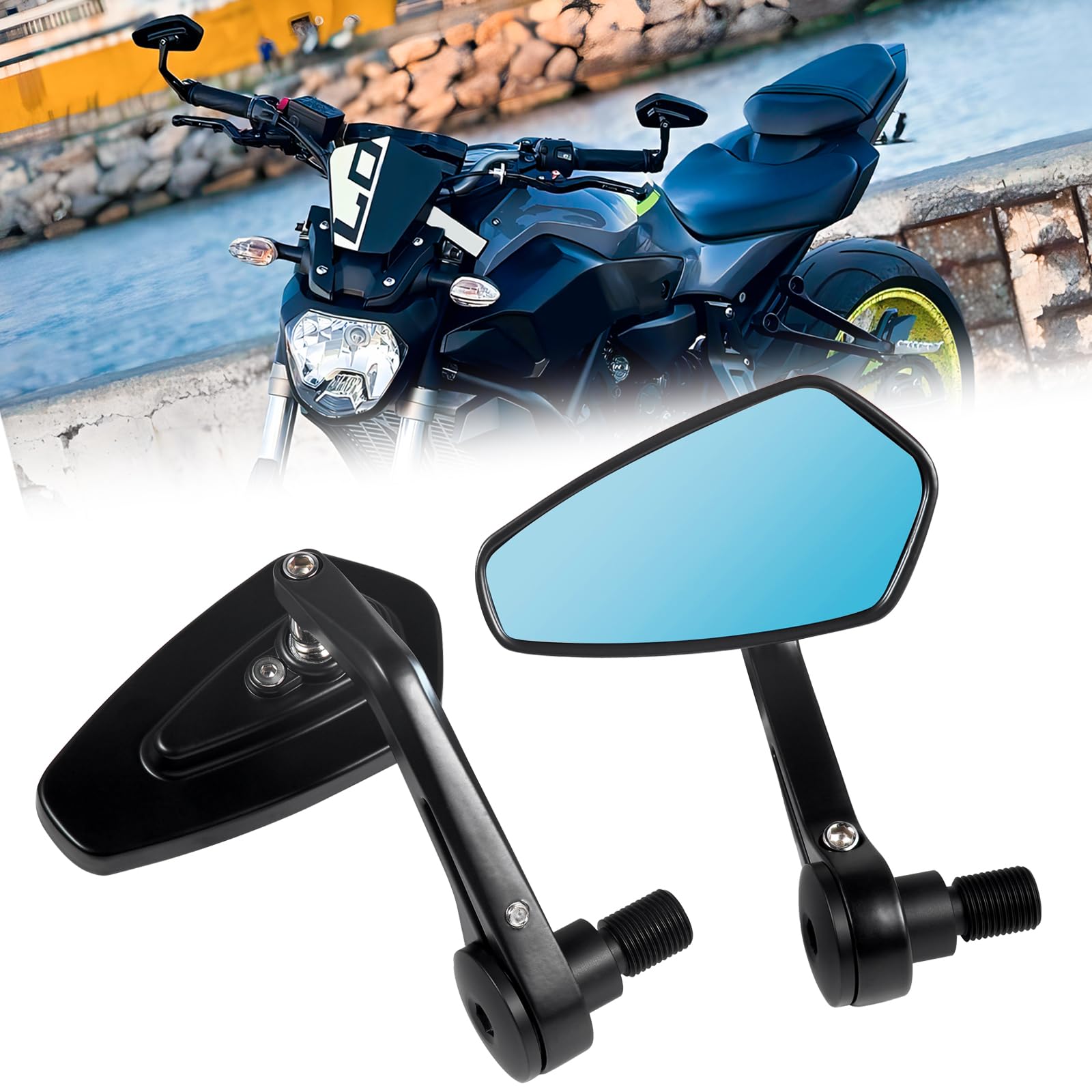 Espejos Retrovisores Para Motocicleta VGEBY - Par De Espejos De Aleación De Aluminio, Ajustables, Color Plata