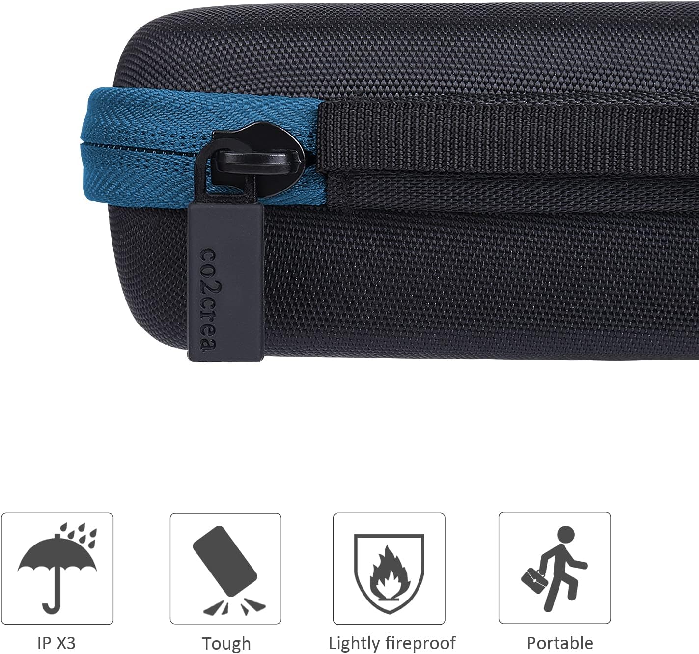 co2CREA Hard Carrying Case Replacement for JBL GO3 GO 3 Portable Speaker (Black Case + Inside Blue)