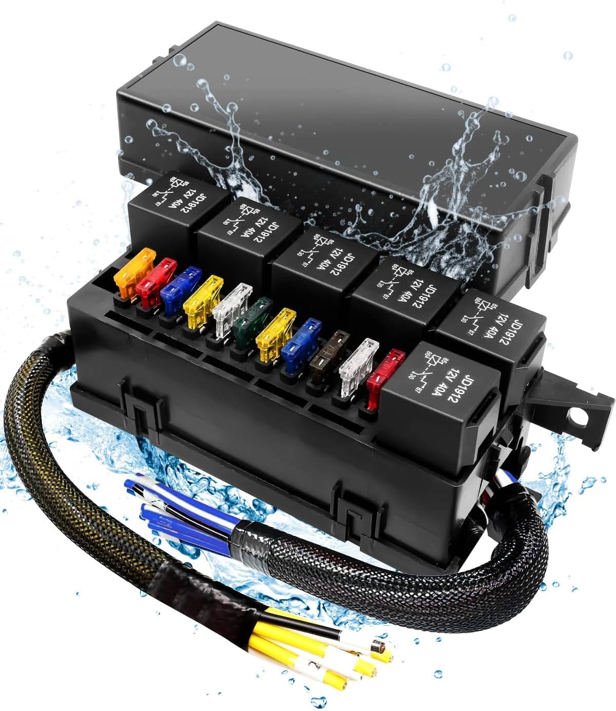 Waterproof Fuse Relay Box PreWired, 6 JD1912 Relay Slots