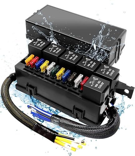 Miniatura 7 de Caja de fusibles y relés de 12 V precableada, 6 ranuras de relé y 6 portafusibles ATCATO, con 6 fusibles y 5 relés JD1914 de 5 pines y 1 relé