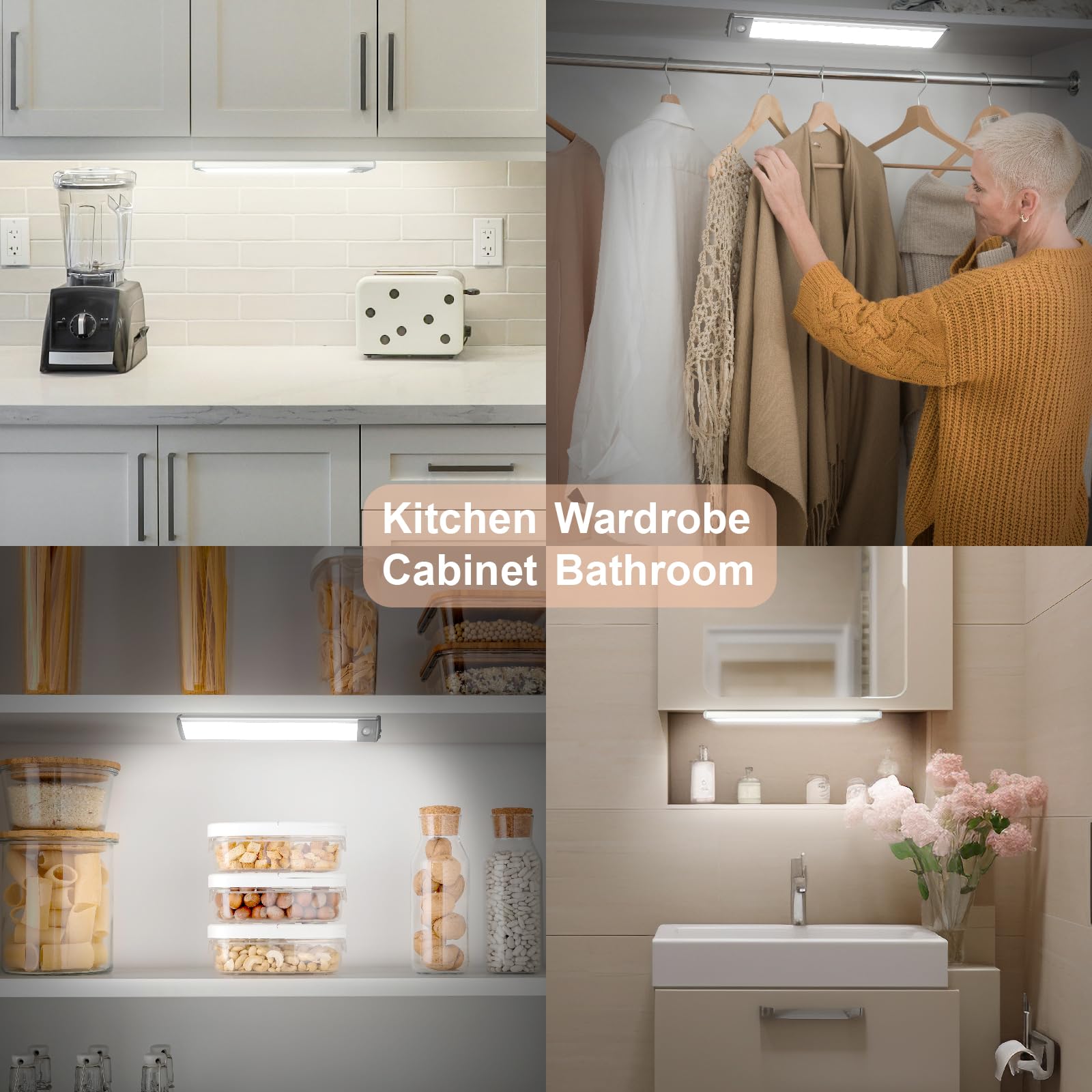 LEPOTEC Luce Armadio RGB con Sensore di Movimento e Magnete, Illuminazione per Interni con Luminosità Dimmerabile per la Casa (40LED-C-2)