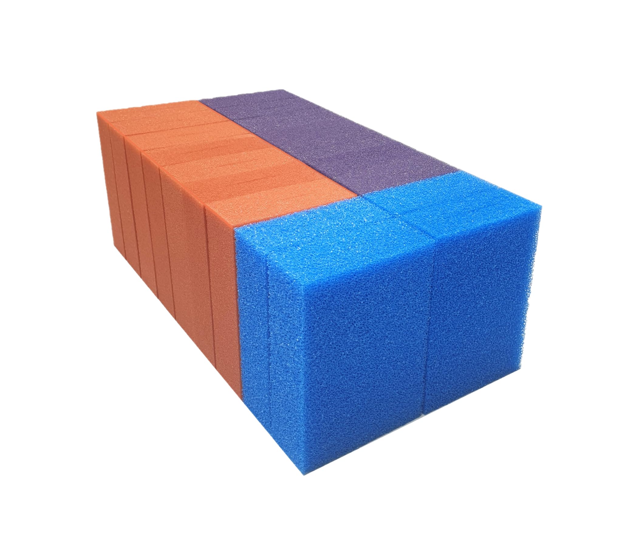 18 Filterschwämme geschlitzt 31 cm hoch passend für Oase Biotec 140000 Sreenmatic 4 x blau grobporig / 7 x lila mittelporig / 7 x rot feinporig.