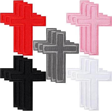 15PCS Iron on Cross Patches, Sew on Crosses Applique Decorative Patch | 5 Colors Christian Cross Embroidery Patches for Clothes,for Clothing Jackets Jeans Hats Backpacks DIY Crafts