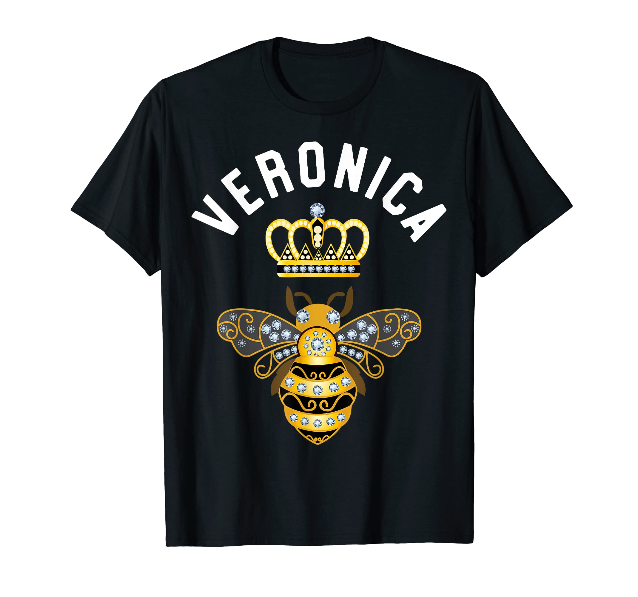 Veronica Name Veronica Birthday Queen Crown Bee Veronica T-Shirt