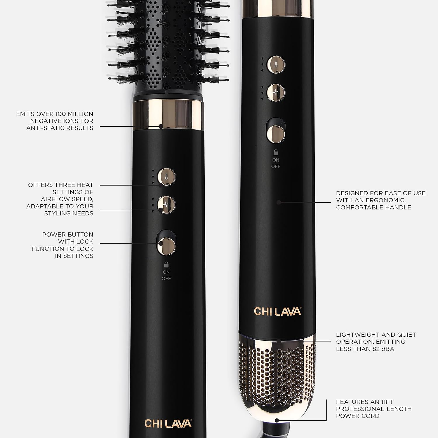 CHI Lava AirGlam, Volumizes, Curls & Dries Hair for Frizz-Free Results, Low Heat for Less Damage, Special Edition, Black