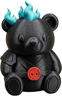 Hades Teddy Bear Figurine with Blue Flame Hair & Skull Medallion – Gothic Cute Bear Collectible for Desk, Shelf, or Gift – 3D Printed in Canada