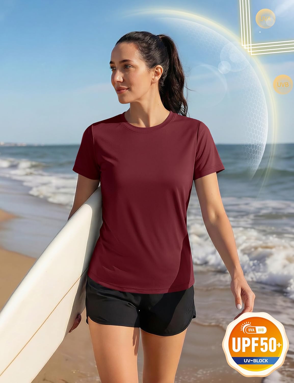 TACVASEN Women's Short Sleeve Workout Shirts UPF 50+ Sun Protection Quick Dry Athletic Tops for Running Gym Tee - Image 4