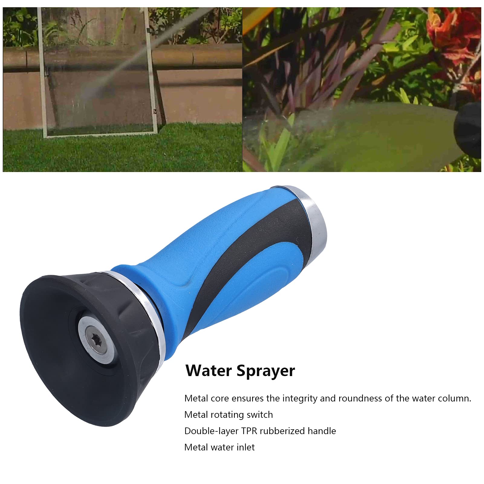 Buse De Tuyau D'Arrosage Haute Pression Multifonction | Métal Et TPR, Style Européen | Pour Jardin, Lavage Voiture - 9