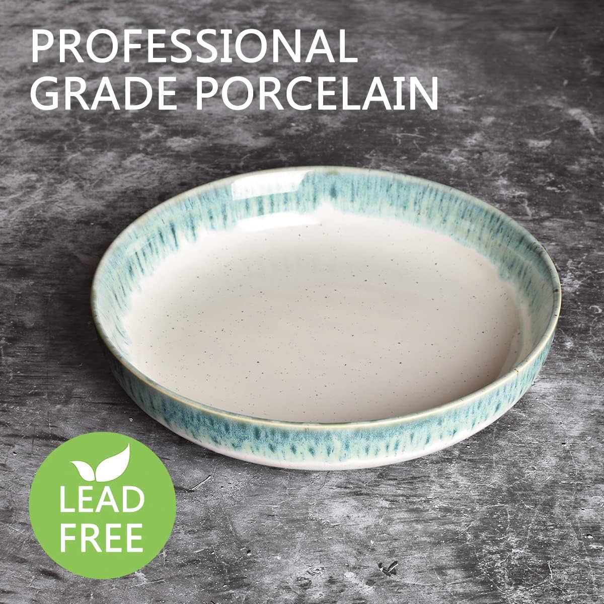 Bosmarlin Stoneware Large Pasta Bowls, 40 Oz, Set of 4, Big Salad Bowls, Microwave and Dishwasher Safe (Light Turquoise Green, 9.3 in) - Image 3