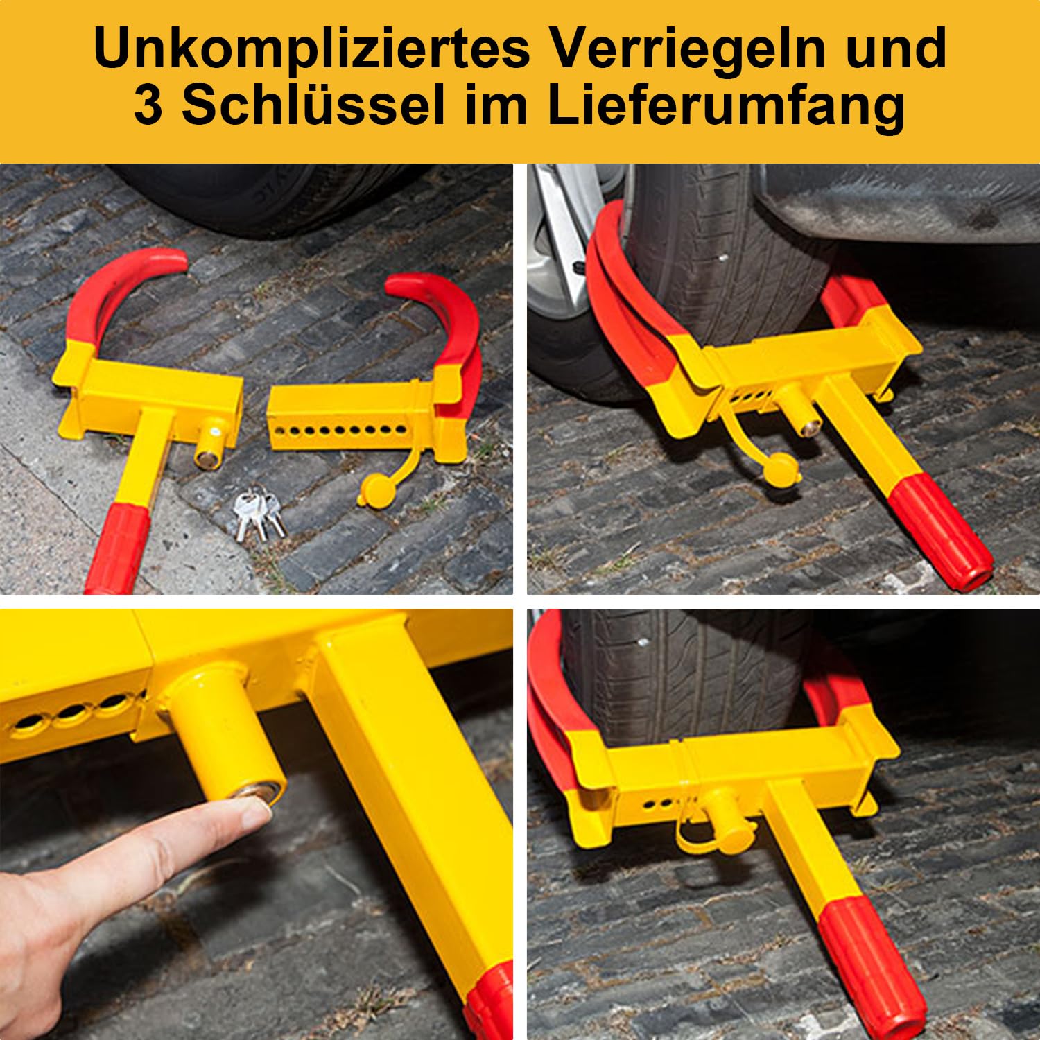 Lot de 2 sabots de roue antivol universels réglables pour voitures, caravanes, remorques, protection en PVC, antivol anti-perçage
