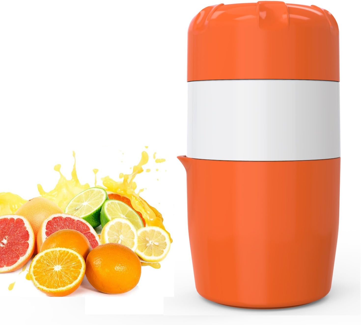 MOSAIN Hand Citrus Juicer Orange Squeezer Manual Lid Rotation Press Reamer for Lemon Lime Grapefruit with Strainer and Container(Free 1 pc cleaning brush)