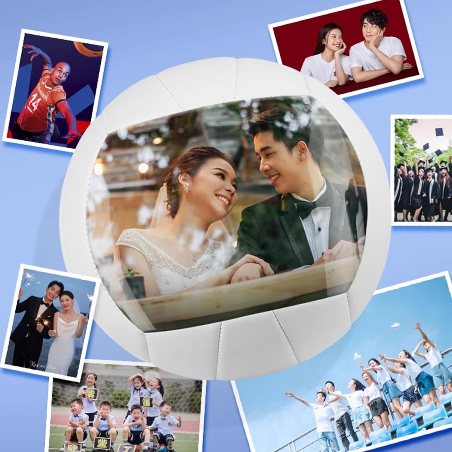 Personalized Indoor Outdoor Soft Volleyballs for Girls, Practice Training Ball Gifts with Customized Photo Text, Official Volley Ball Team Sports for Beginners