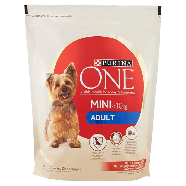 Foto 2 de 8 de Purina One Mini pienso para perro adulto rico en carne de vaca, con arroz, para perros de hasta 10 kg, 800 g