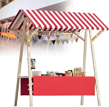 Wooden Market Stall Display Stand - Foldable Vendor Booth for Outdoor Food Sales, Farmers Market Stall with Awning, No Wheels f-120 * 60 * 200