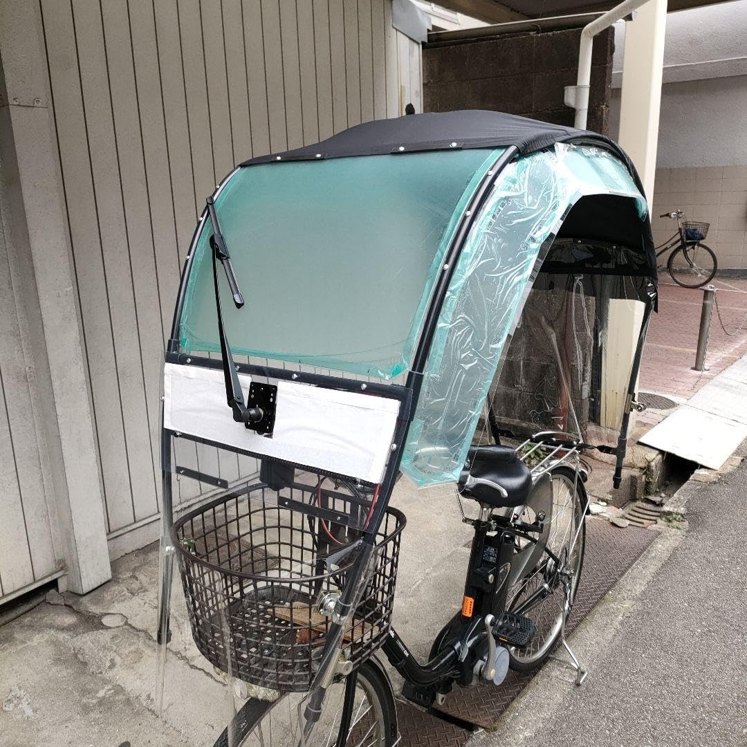自転車の後付用　電動ワイパー、サイド付き全季節対応、新品の屋根、自転車含まず。 自転車の後付用 電動ワイパー、サイド付き全季節対応 の屋根