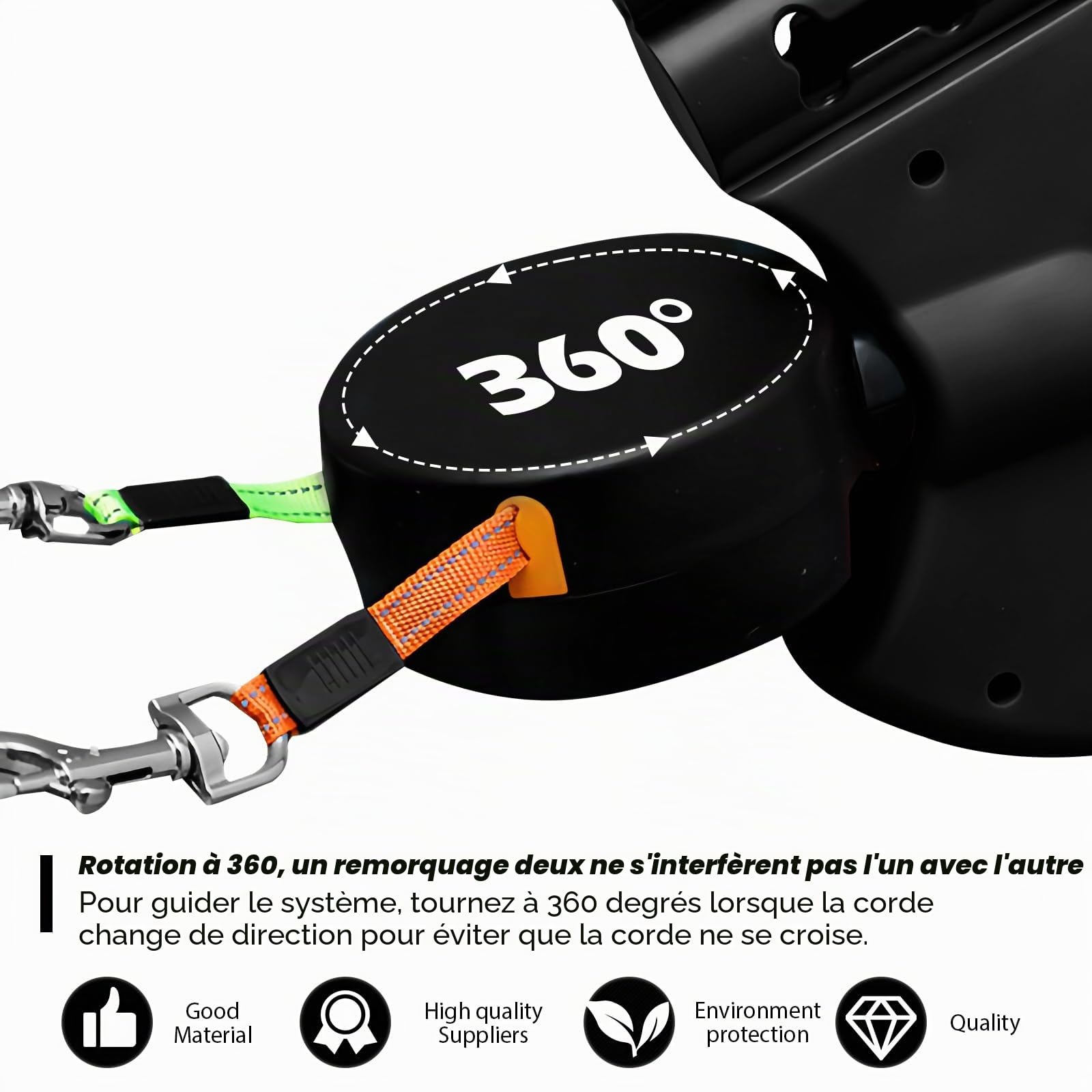 Laisse pour Chien, Laisse Chien Enrouleur, Double Laisse pour 2 Chiens, Enrouleur, Extensible, Rétractable, 3 Metres, 360º sans Enchevetrement, pour Moyens et Grands Chiens