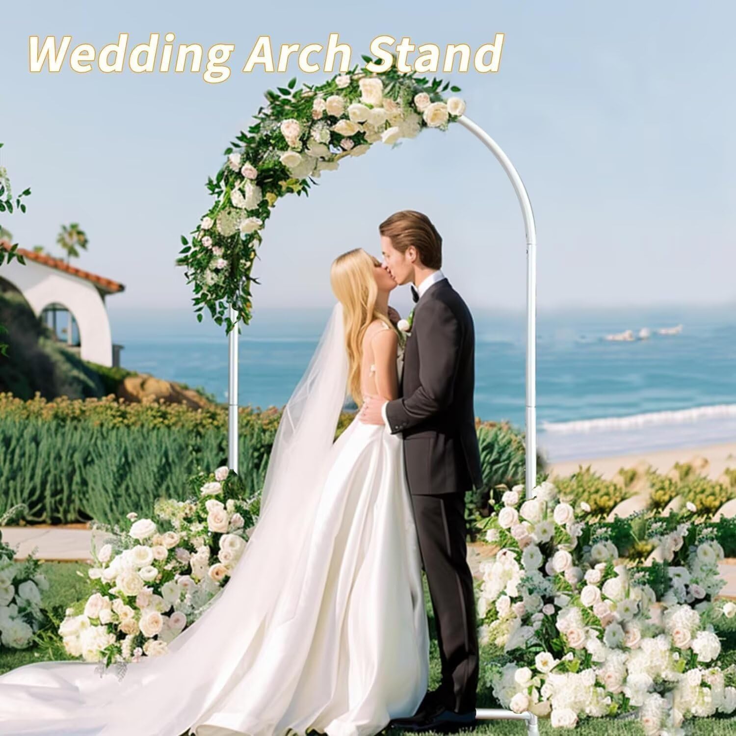 4x7.2ft Arched Backdrop Stand,Metal Arch Backdrop Stand for Wedding Ceremony Baby Shower Birthday Party Garden Floral Balloon Arch Decoration