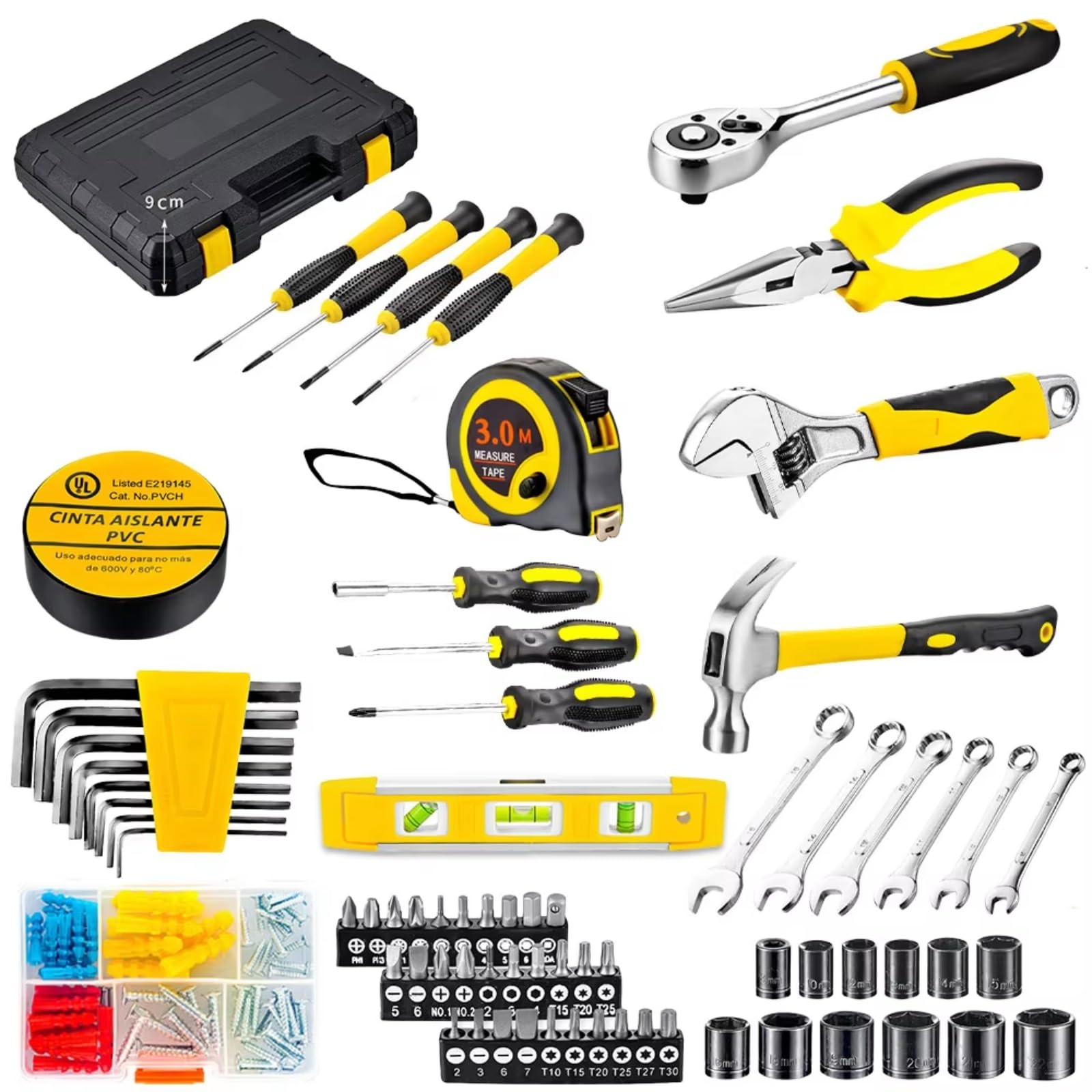 Maletín herramientas multiusos Juego Utensilio Doméstico 108 Piezas Herramientas Manuales Generales Con Caja Almacenamiento Llaves Combinadas Y Reparaciones Automóviles