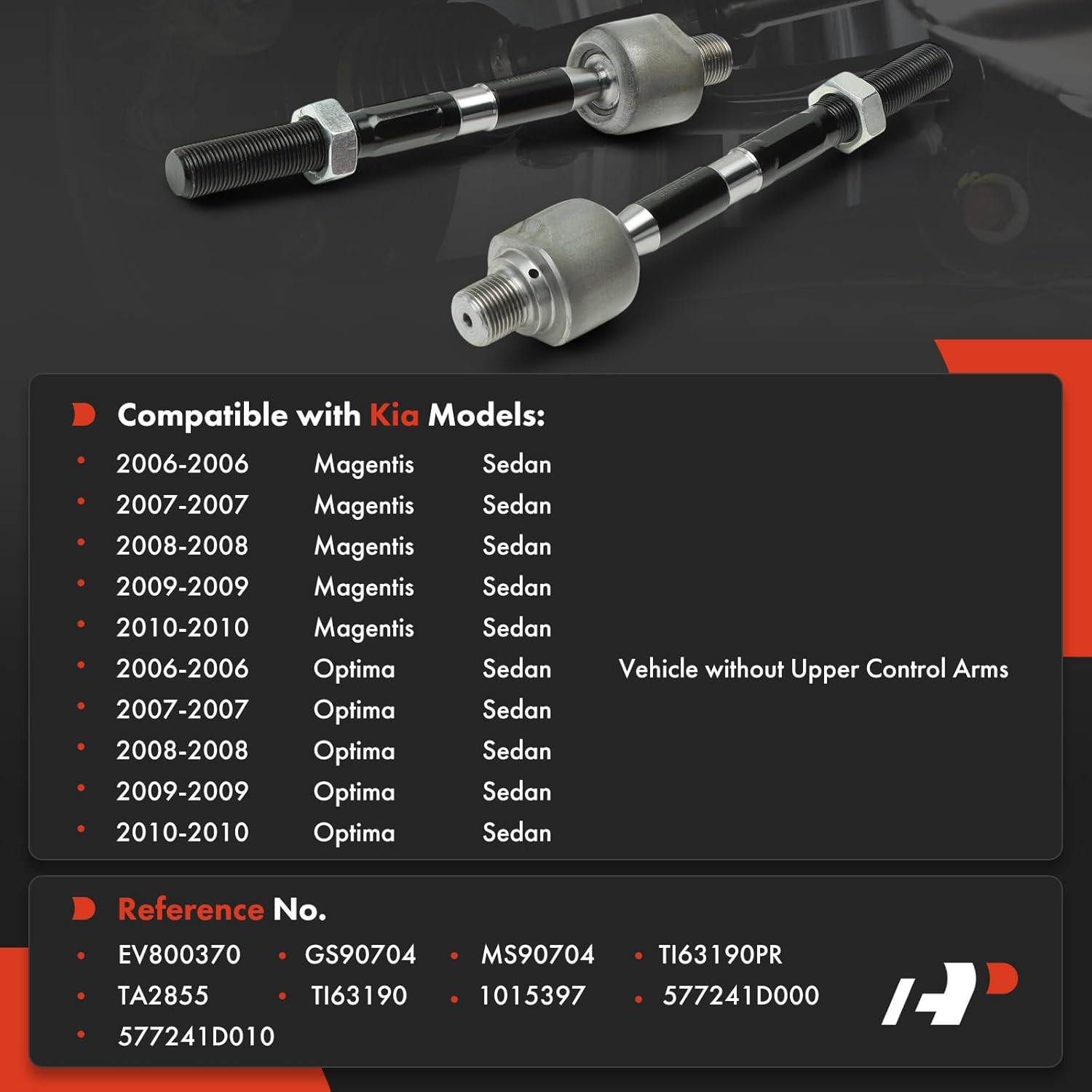 A-Premium 2 x Front Inner Tie Rod Ends, Compatible with Kia Optima 2006-2010, Magentis 2007-2010