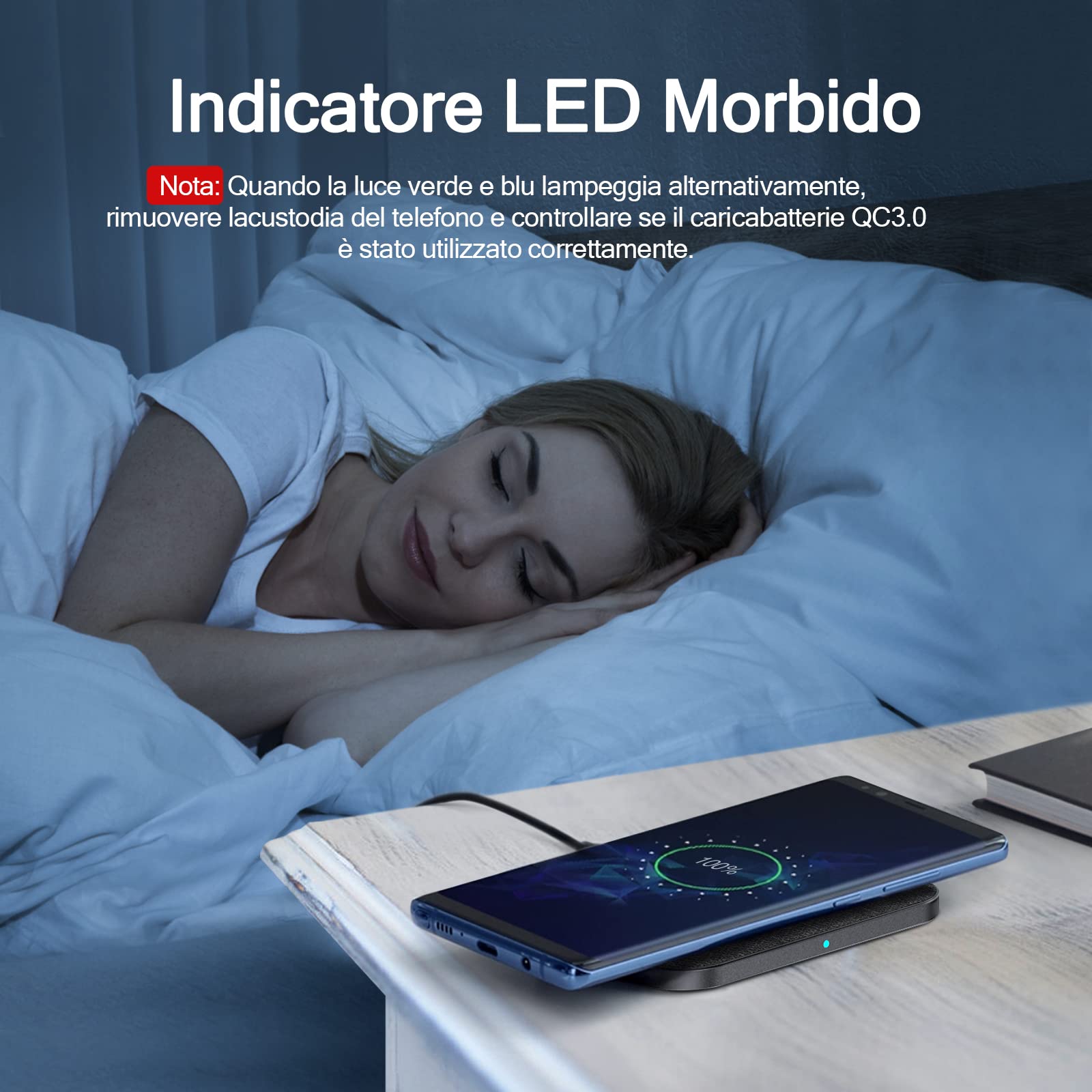 AGPTEK 15W Caricatore Wireless Veloce Qi Rapida, Caricabatterie Wireless per iPhone 15/14/13/12/11/X/XS/8P, AirPods, Galaxy S24/23/S22, Pixel, Huawei, Xiaomi (Pelle Nera)