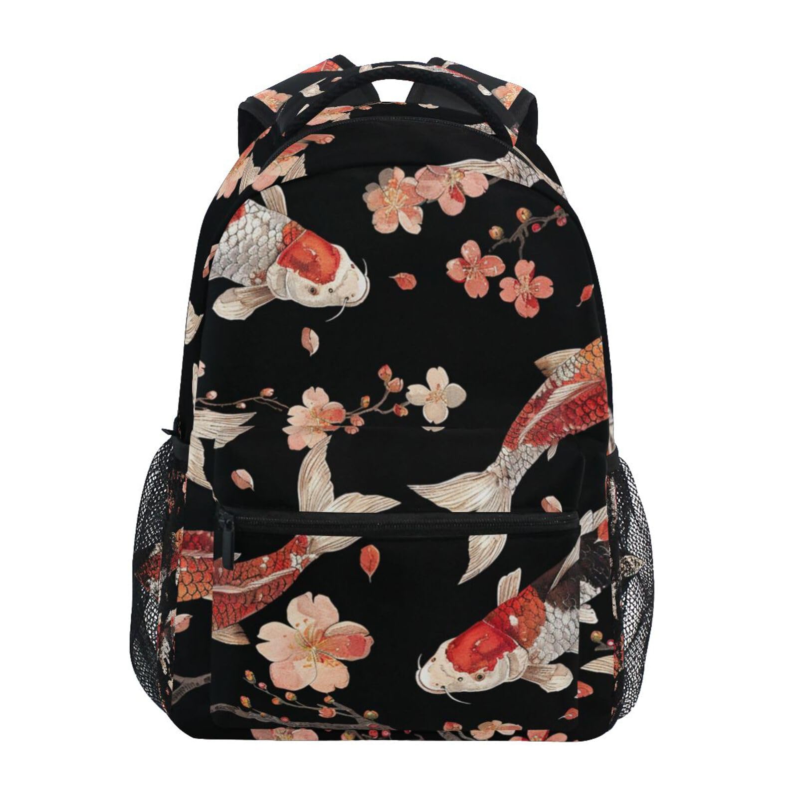 Fiori Di Pesce Koi Elegante Nuoto Zaino Scolastico per Ragazzi Ragazze,Borse per Libri e Studenti Alla Moda