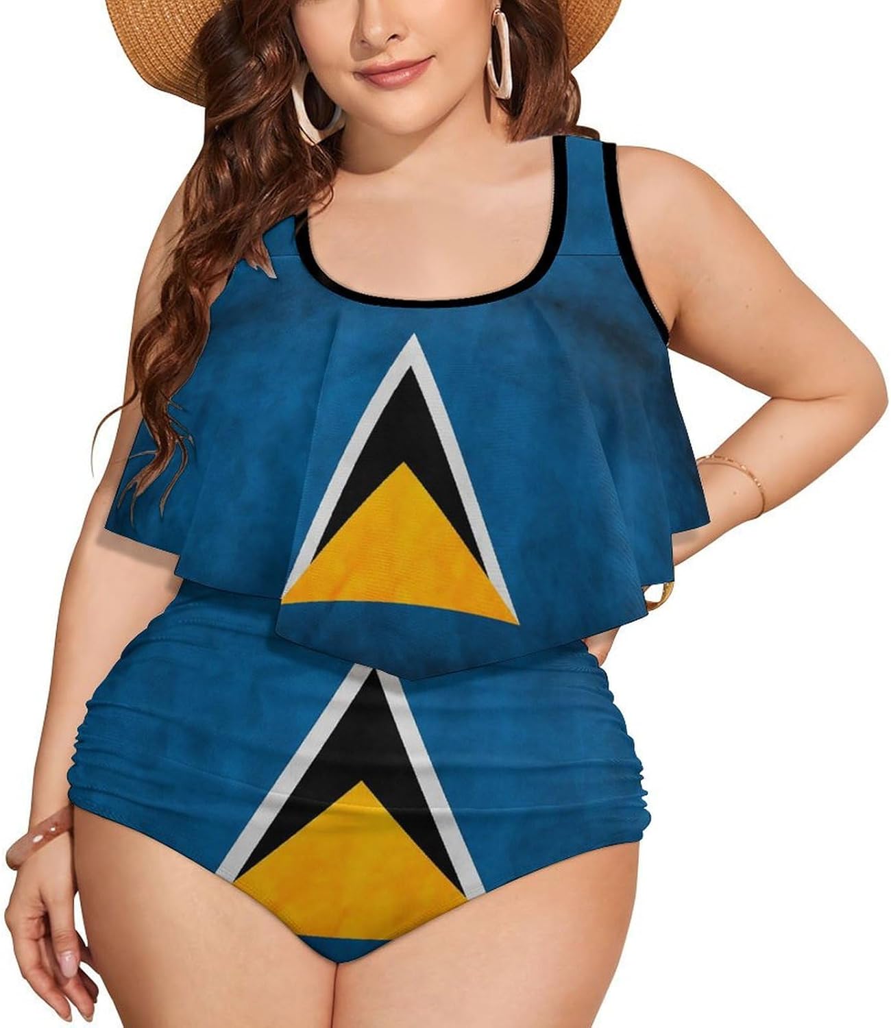 Puerto Rico Flag Plus Size 2-Piece Swimsuit Womens High Waisted Bikini Bathing Suit 2025 Swimwear