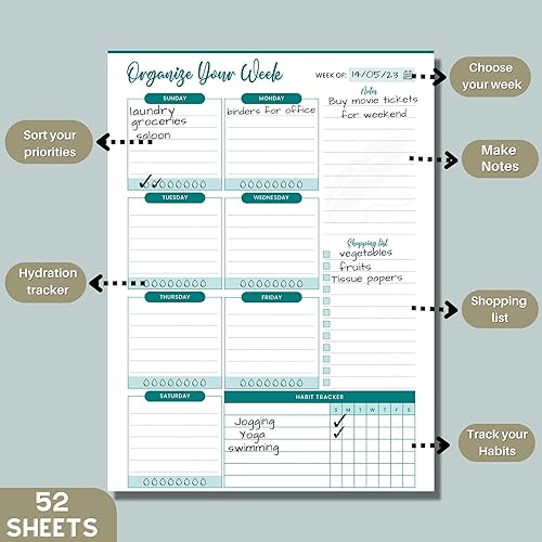 Vista 9 de CrafTreat Agenda diaria sin fecha: 100 hojas, organiza tus objetivos diarios y mensuales, rastreador de hábitos, programador de citas y cuaderno