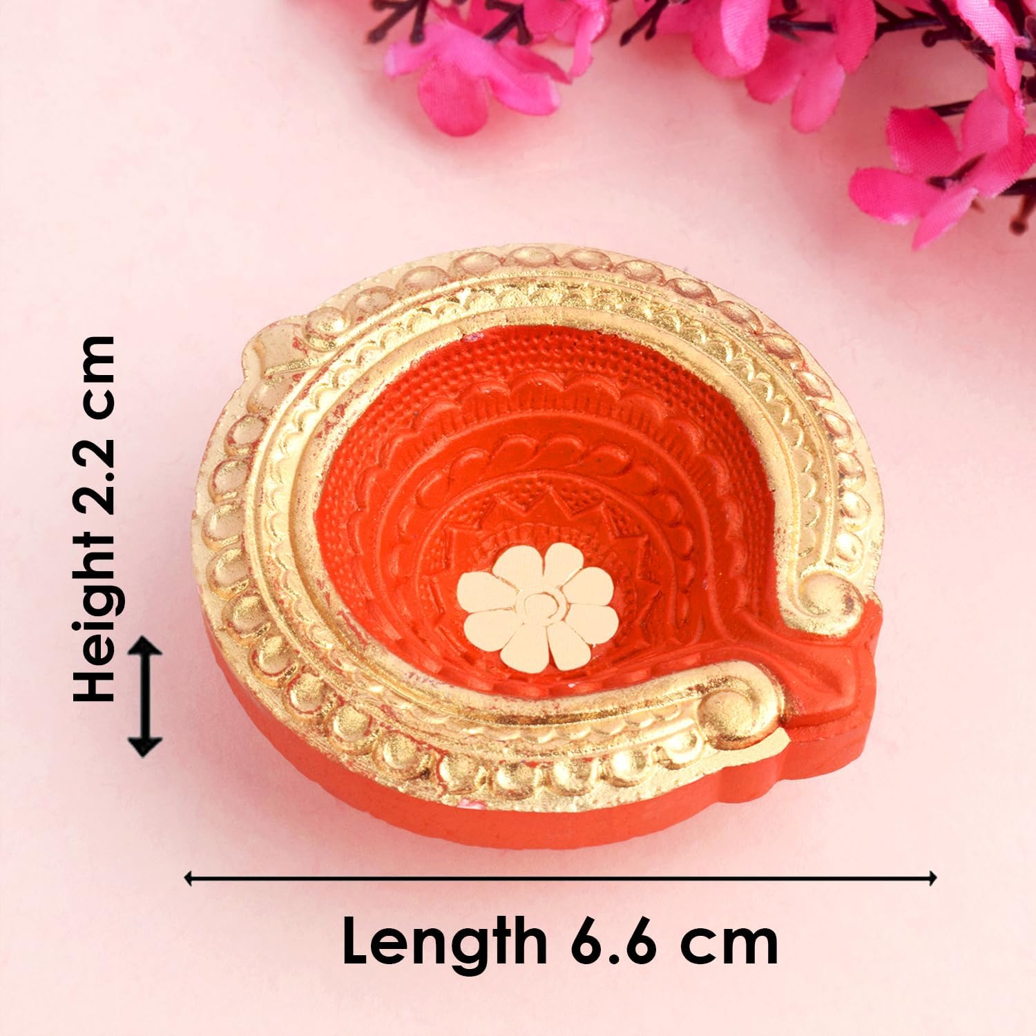 SATVIK 12 Pc Multicolor Clay Diya with Laxmi Charan Stickers Terracotta Dia Traditional Puja Vilakku Oil Lamp Natural Mitti Diya Tea Light Welcome Diwali Deepawali Navratri Pooja Décorations Indian