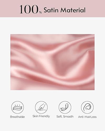 Miniatura 3 de Yanideer Funda de almohada de satén para cabello y piel, con banda elástica de viaje, fundas de almohada de satén de enfriamiento, funda de almohada
