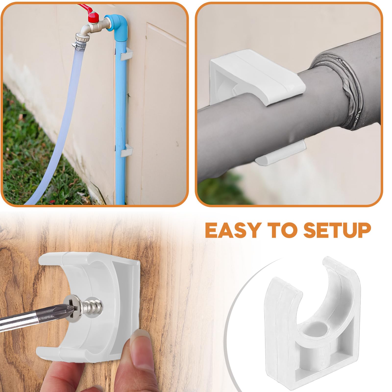 30 PCS PPR Tubo Morsetti 20 mm Tubo Clip Bianco Plastica Acqua Fissi Clip fissatubi a scatto ft mm Singolo Tubo Clip per Il Fissaggio di Tubi in Cucine,Bagni e Piscine