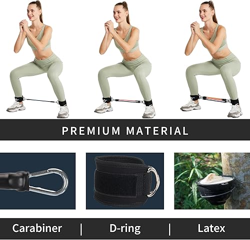 Miniatura 3 de Bandas profesionales de resistencia al tobillo con puños, banda de tobillo para entrenamiento, diferentes longitudes y libras, tobillera para