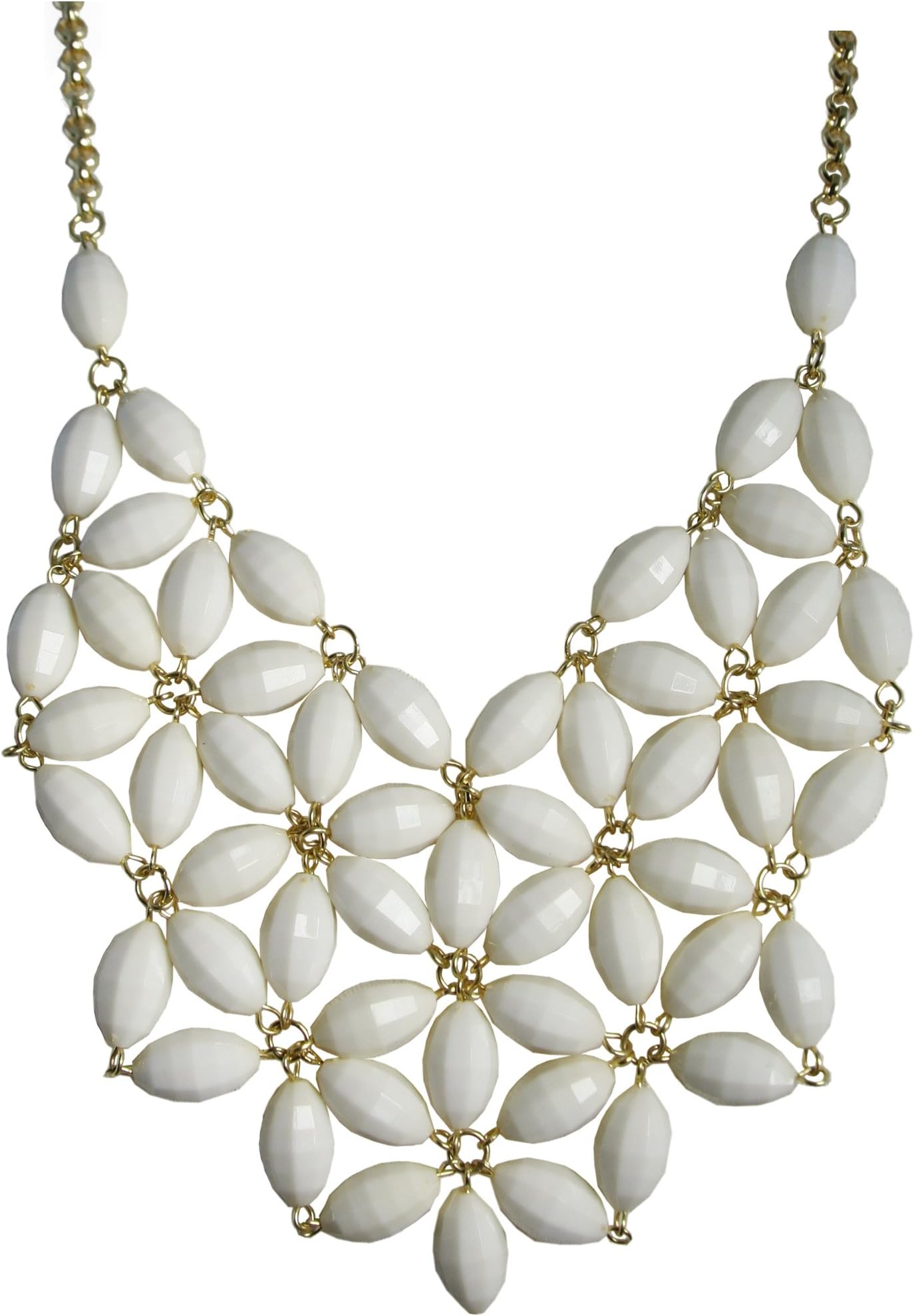 Honeycomb Beaded Bib Necklace, Chunky Statement Jewelry