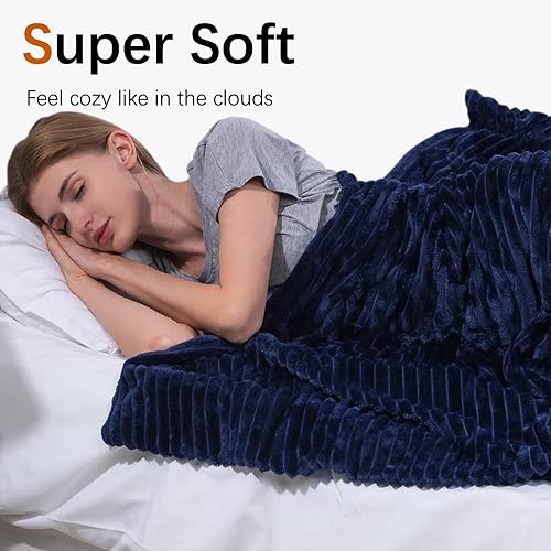 Miniatura 5 de SE SOFTEXLY Mantas de forro polar a rayas, mantas suaves y más cálidas, para todas las temporadas, manta ligera de franela de microfibra para cama