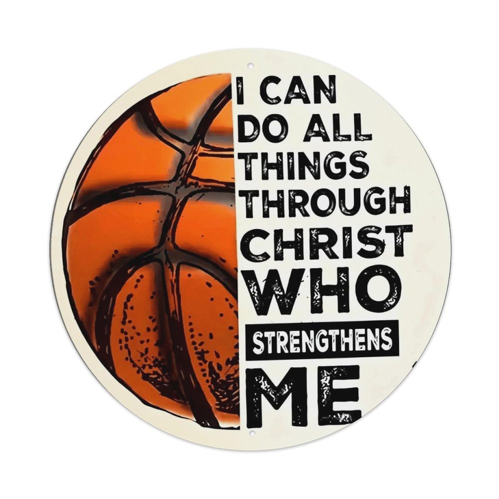 Basketball With Inspirational Bible Verse Metal Tin Sign Plaque