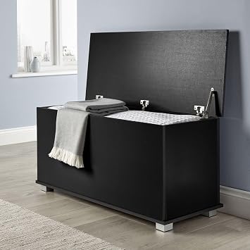 Home Source Ottoman Storage Toy Chest Bedding Blanket Box, Black, 99cm