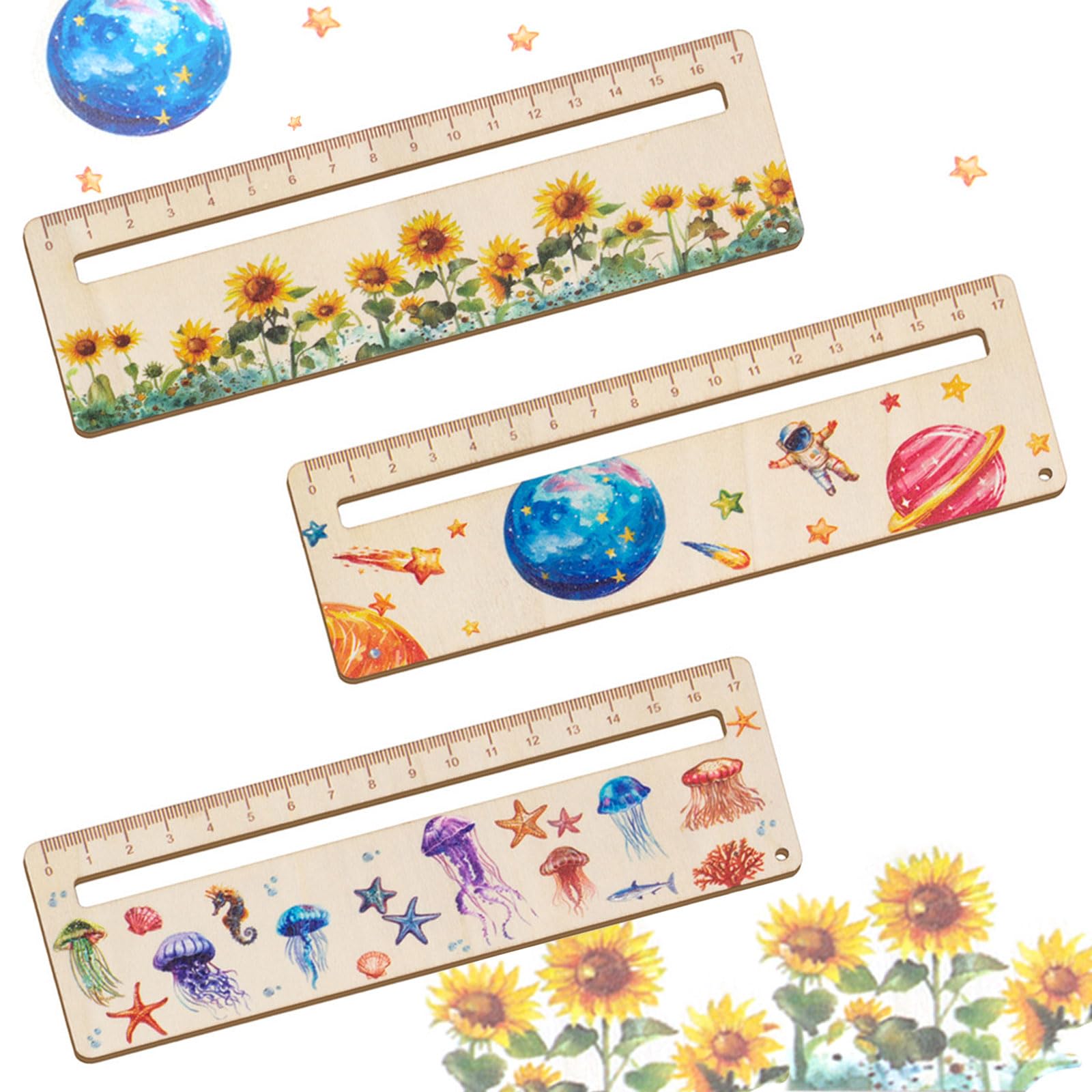 Lot De 4 Règles De Lecture En Bois Pour Enfants - Aide à La Lecture Avec Fenêtre, Cadeau Rentrée Scolaire