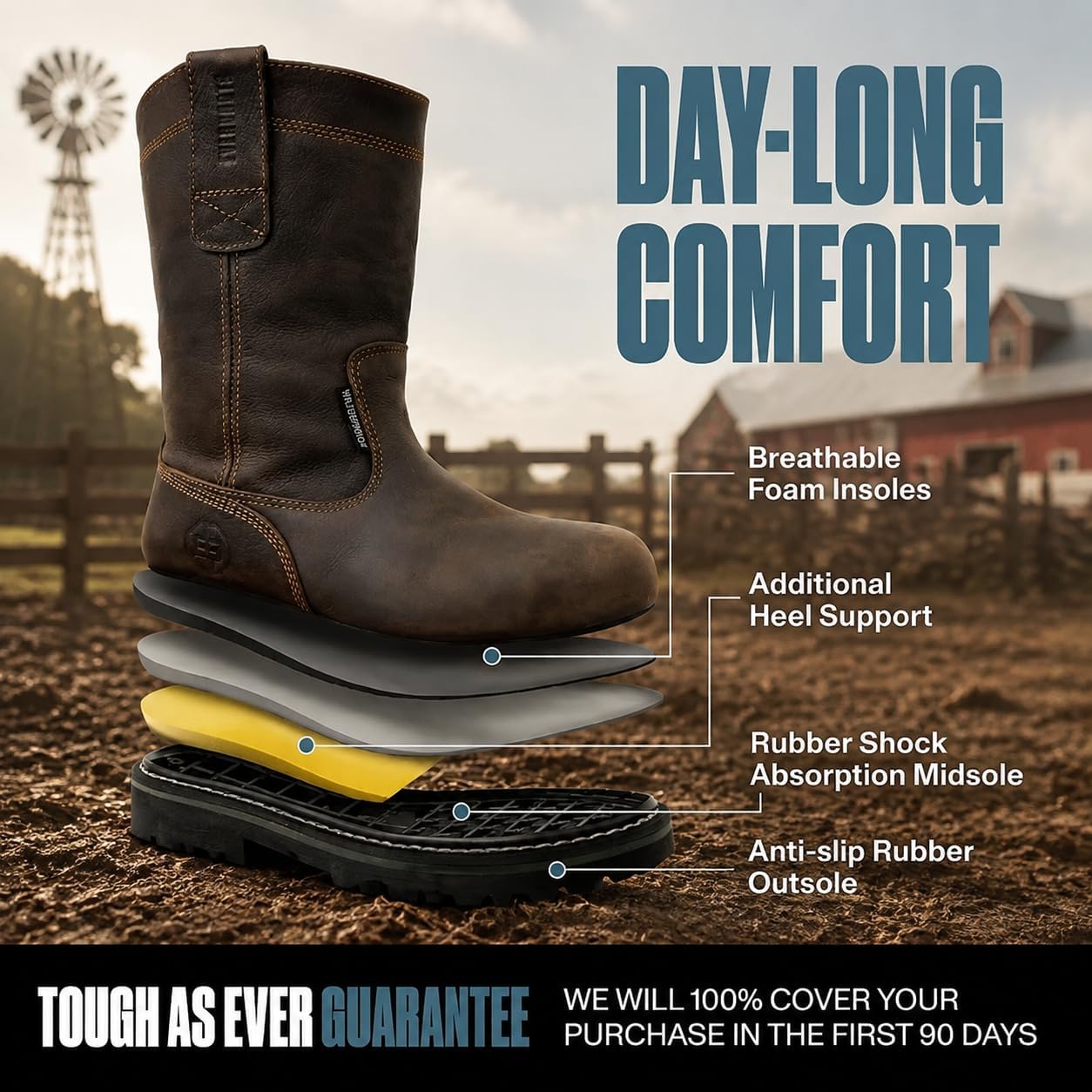 EVER BOOTS Wellington Waterproof Steel Toe Boots